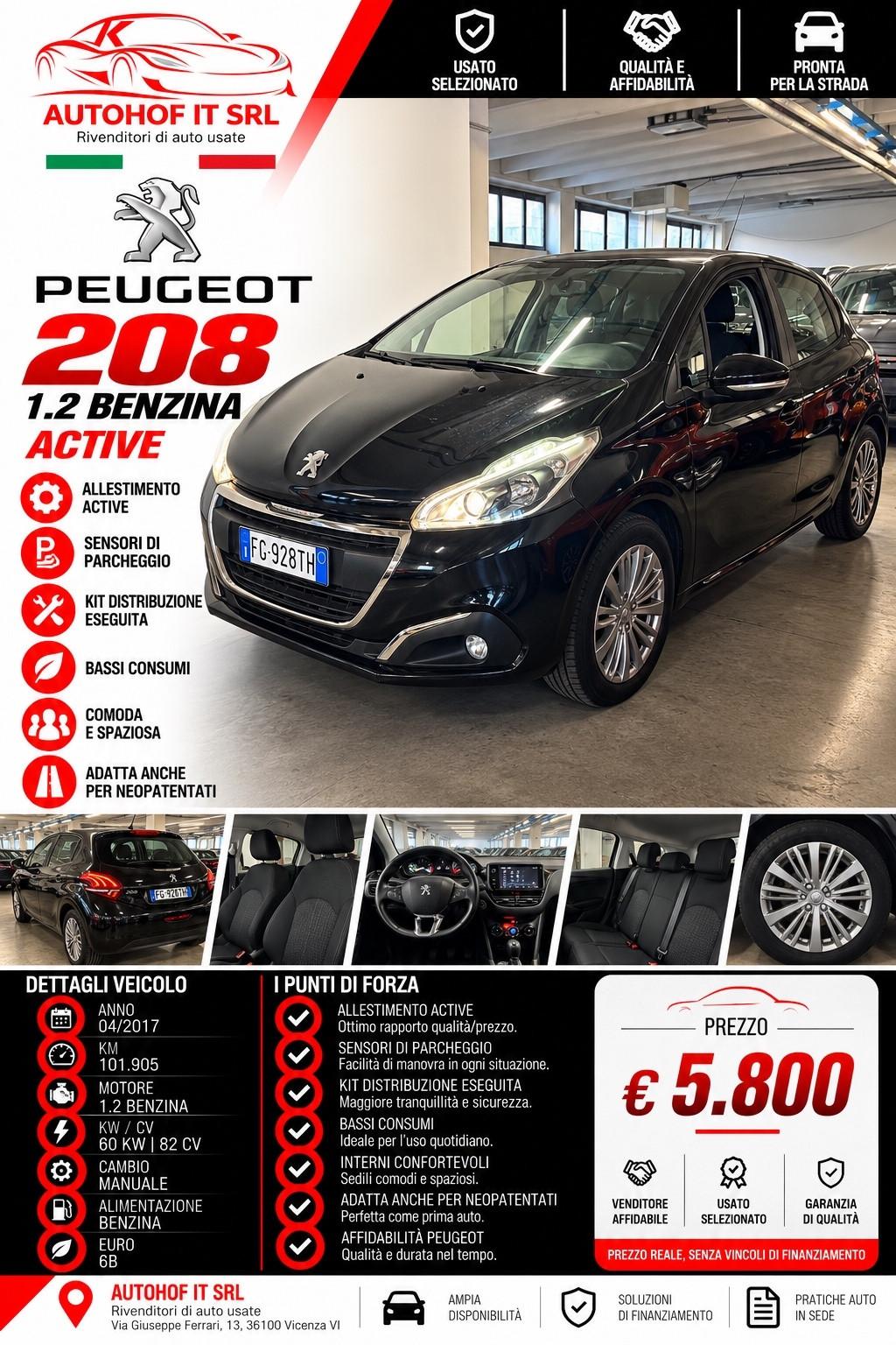 Peugeot 208 1.2 BENZINA Active OK NEOPATENTATI
