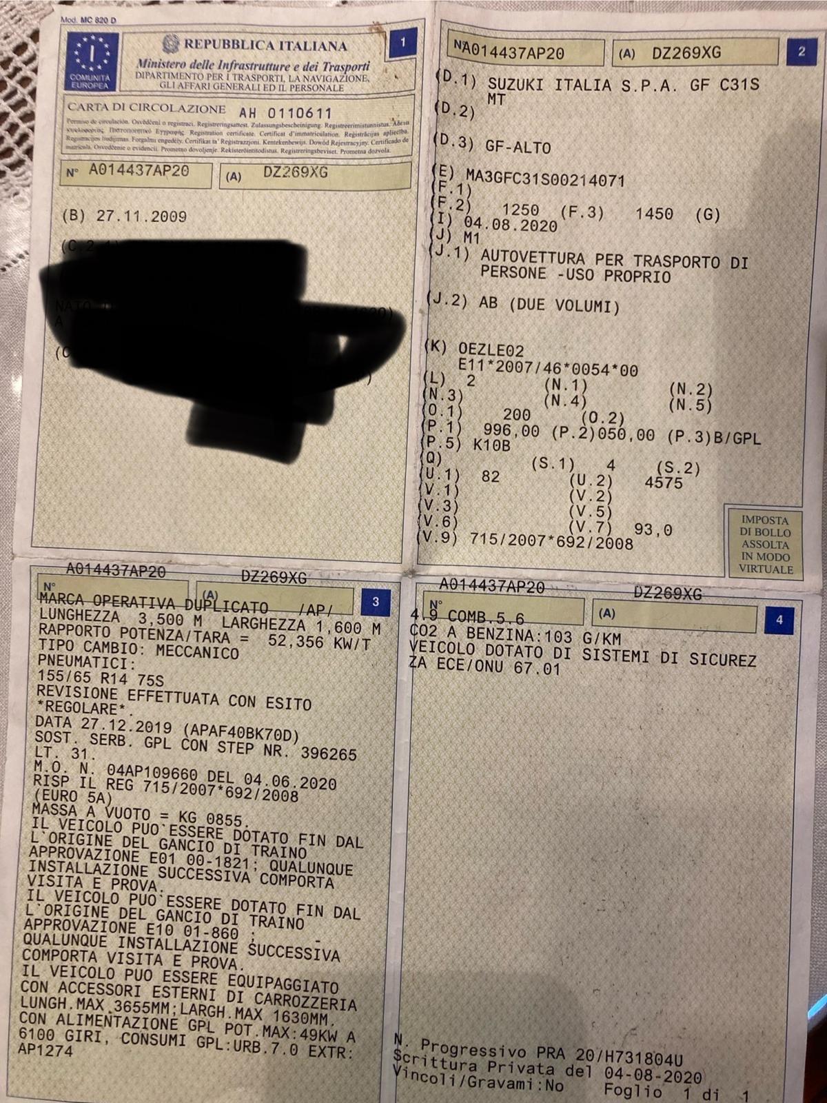 Suzuki Alto Utilitaria Suzuky GPL di serie