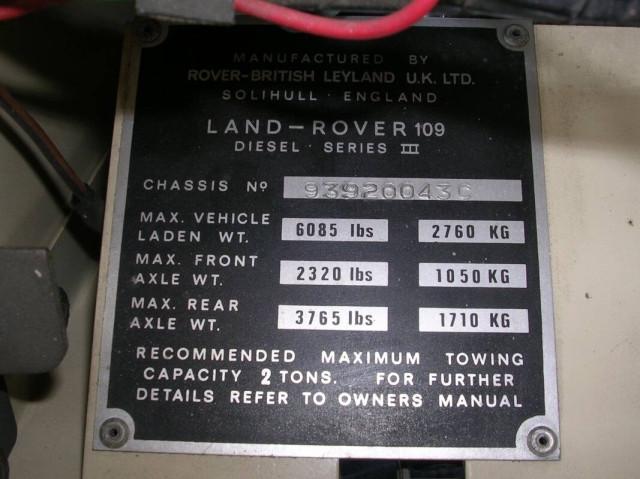 Land Rover Series III 2.3 D 109 75 CV 109 SW