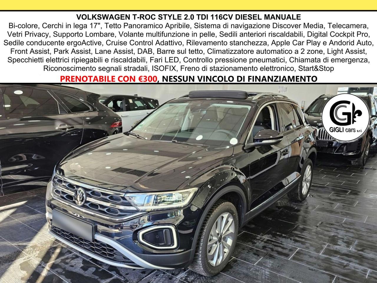 Volkswagen T-Roc Style C.17" Tetto Apribile Led Navi PDC Camera TDI