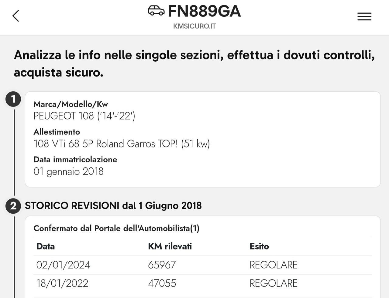 Peugeot 108 2018 Km 78. 000 Certificati Garanzia 12