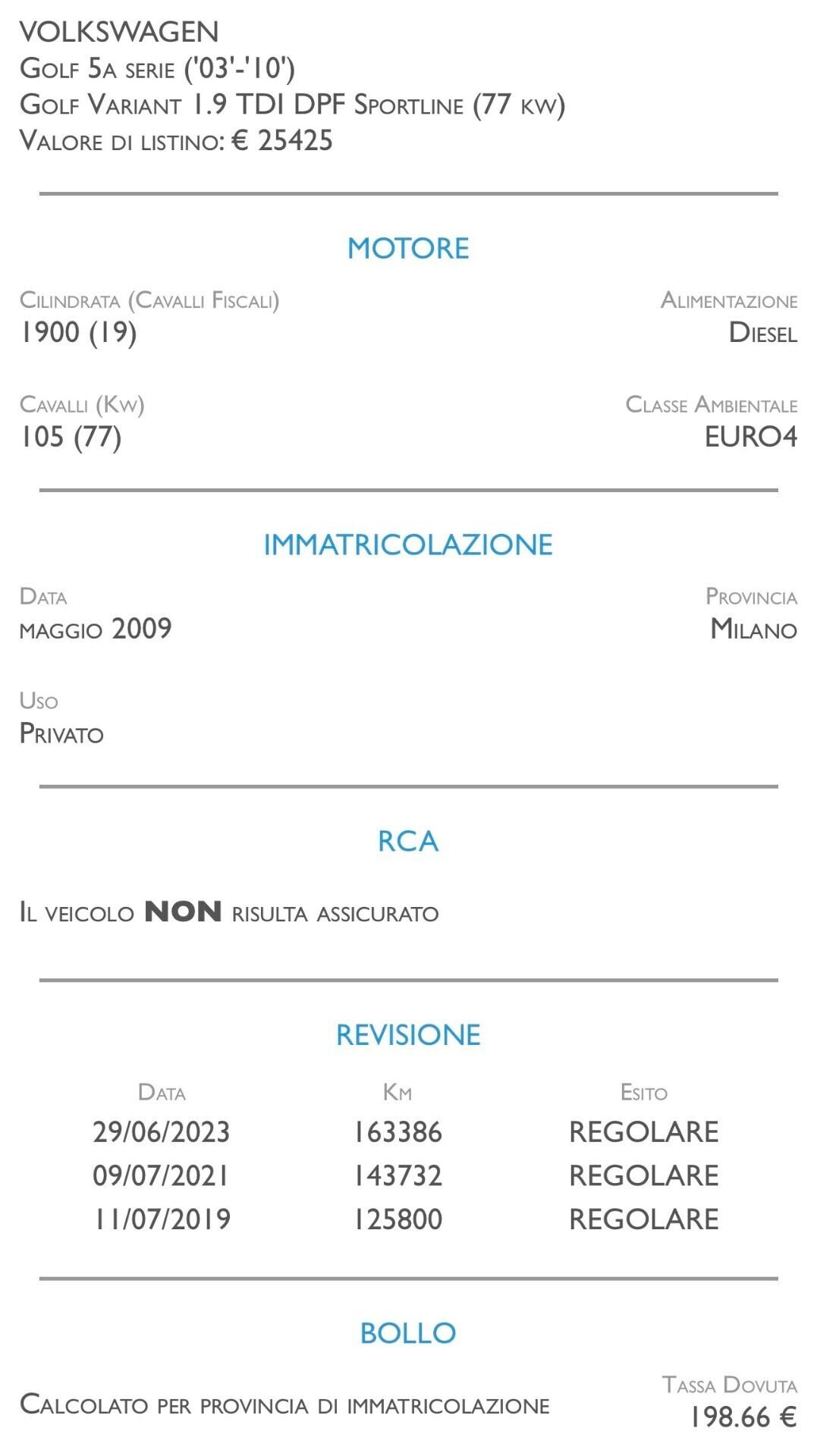 Volkswagen Golf Variant Var. 1.9 TDI DPF Sportline