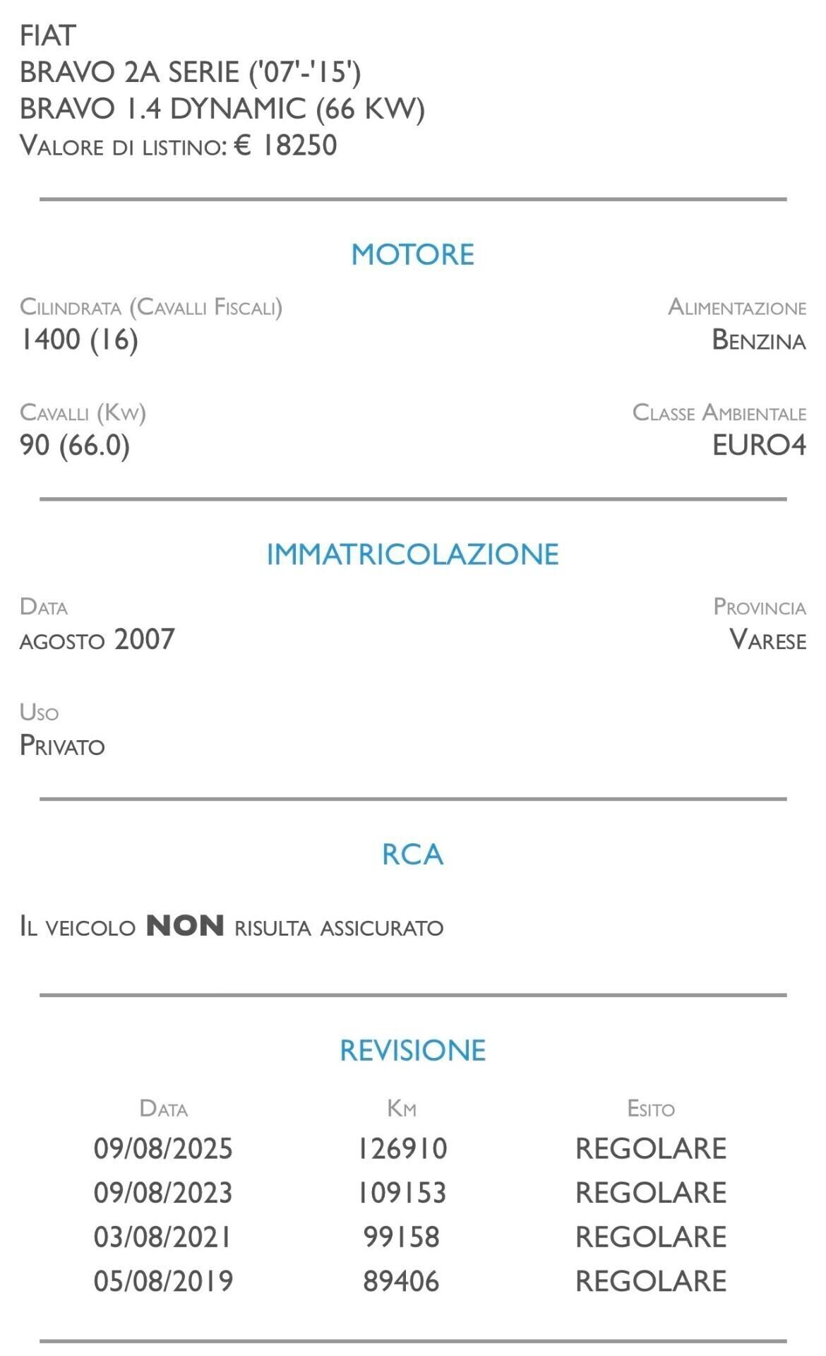 Fiat Bravo 1.4 Dynamic - UNICO PROPRIETARIO