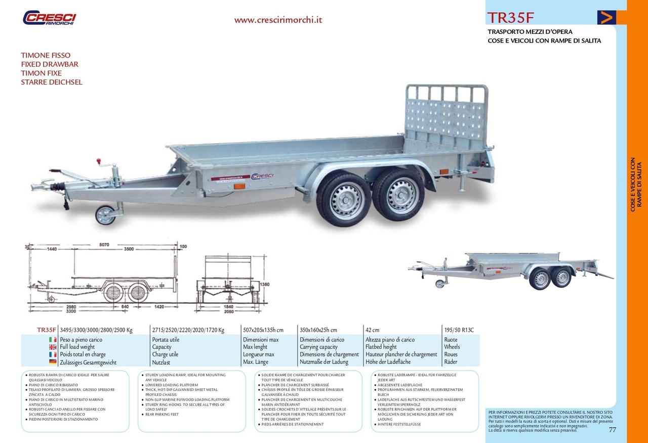 Rimorchi trasp cose veicoli con rampe Cresci TM35F