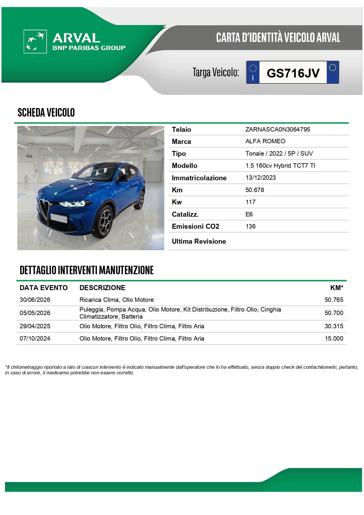 Alfa Romeo Tonale 1.5 hybrid Ti 160cv TCT7 Tetto-Pack Techno/Winter
