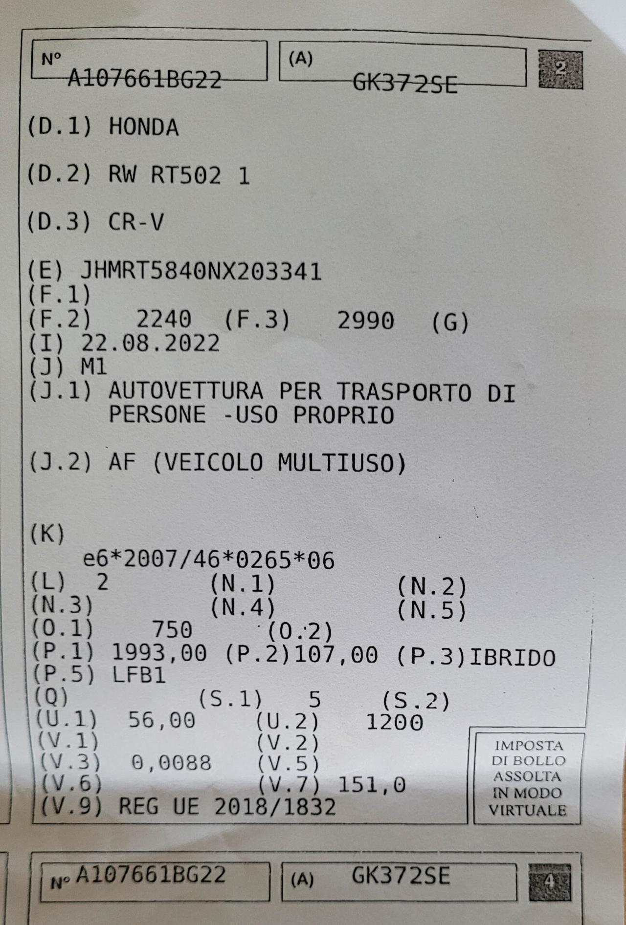 Honda CR-V 2.0 Hev eCVT Lifestyle Navi