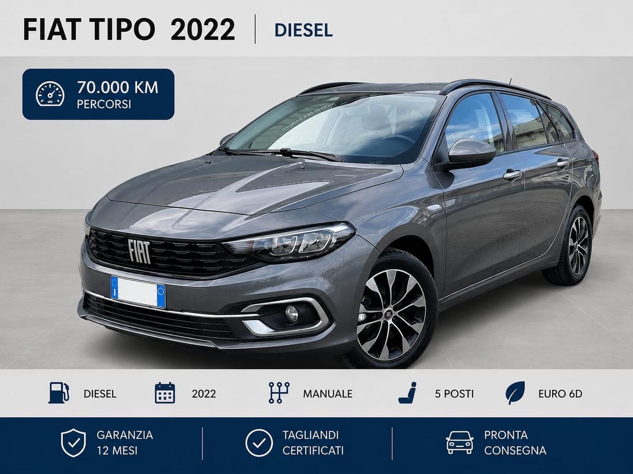 Fiat Tipo SW 2022-DIESEL-72000KM-SPAZIOSA-PERFETTA PER FAMIGLIA/LAVORO