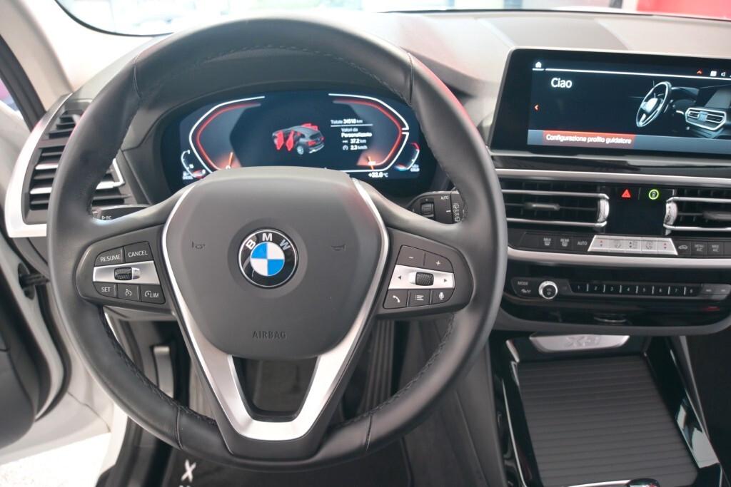 BMW X3 20D 150CV STEPTRONIC 48V S-DRIVE BUSINESS ADVANTAGE ( FARI LED ADATTIVI - BMW DIGITAL COCKPIT - PELLE - CLIMA TRIZONA - NAVI - MIRROR - PARK ASSISTANT - CERCHI 18 ) KM 34000