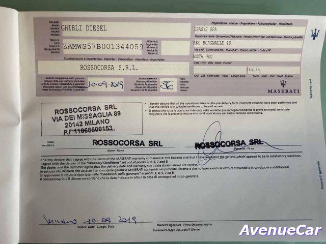 MASERATI Ghibli NO SUPERBOLLO TELECAMERA TAGLIANDI MASERATI IVAESP