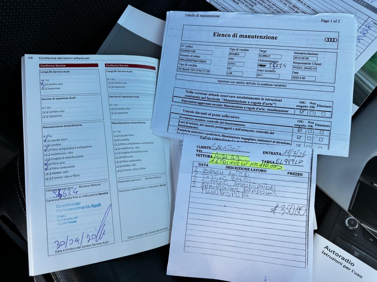 AUDI A3 1.6 TDI 105CV S-LINE MY 2012
