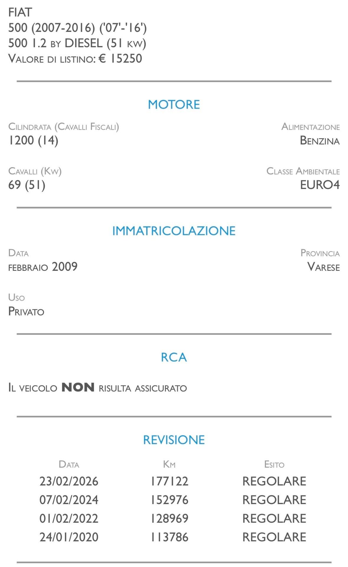 Fiat 500 1.2 Pop NEOPATENTATI - UNICO PROPRIETARIO