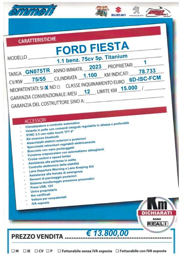 Ford Fiesta 1.1 75cv 5p. Titanium