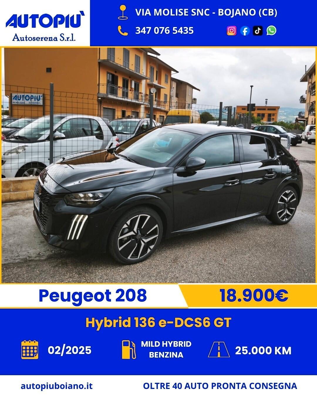 Peugeot 208 Hybrid 136 e-DCS6 GT