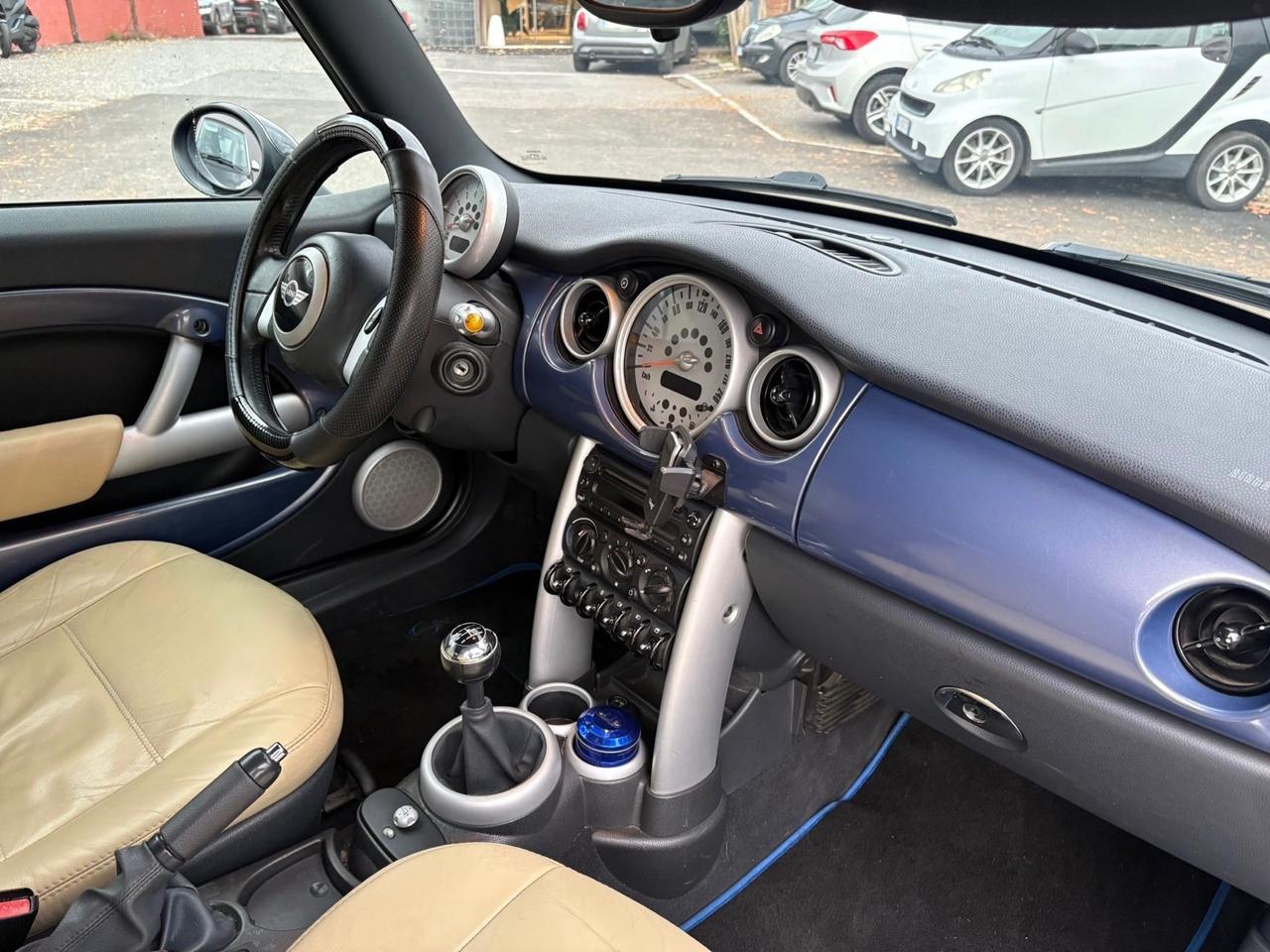 Mini 1.6 16V One Cabrio Blue Lille Bonnes Strips Pelle Permute Garanzia