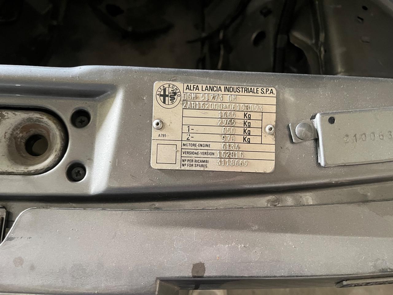 Alfa Romeo 75 Turbo SENZA MOTORE