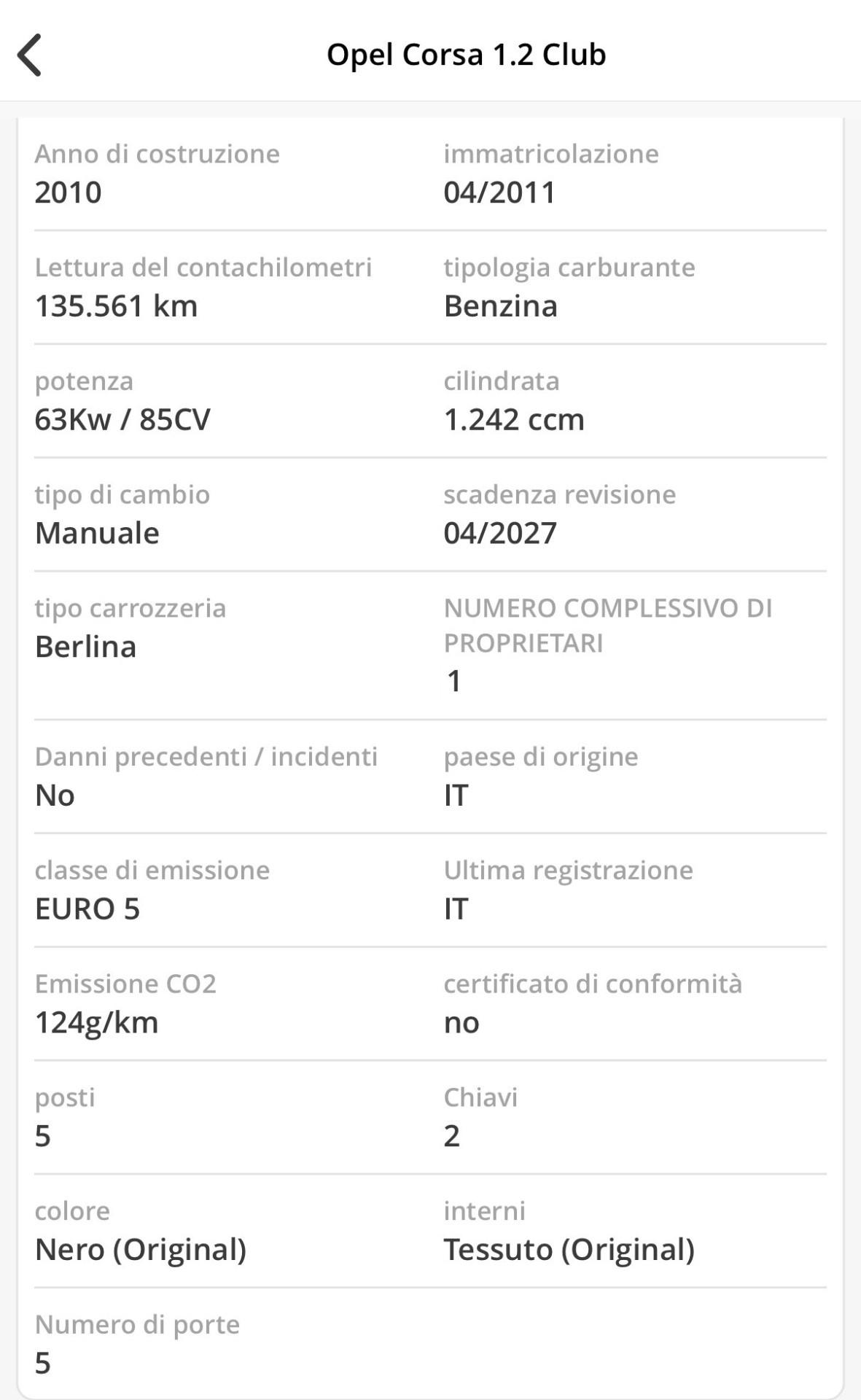 Opel Corsa 1.2 5 porte Club UNICO NEOPATENTATI