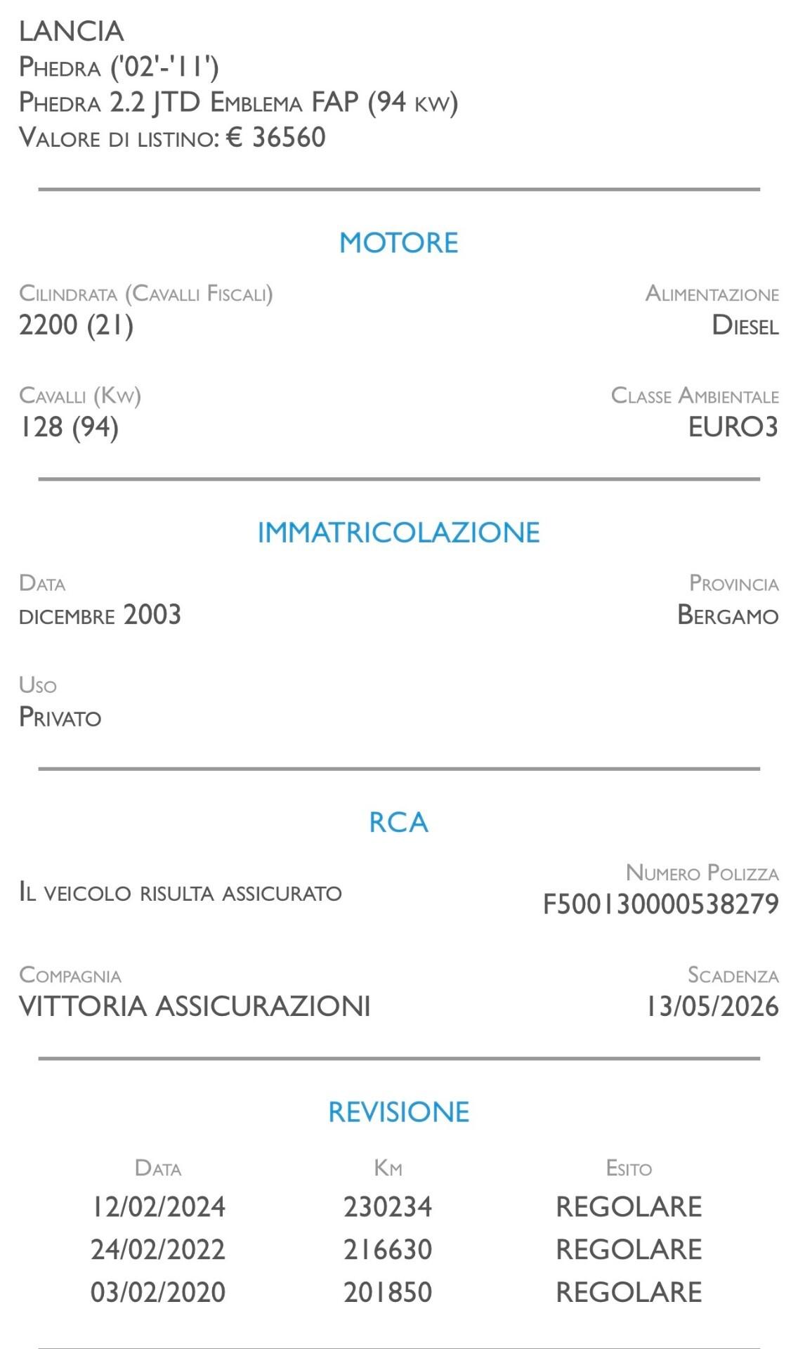 Lancia Phedra 2.2 JTD Emblema FAP - 7 Posti