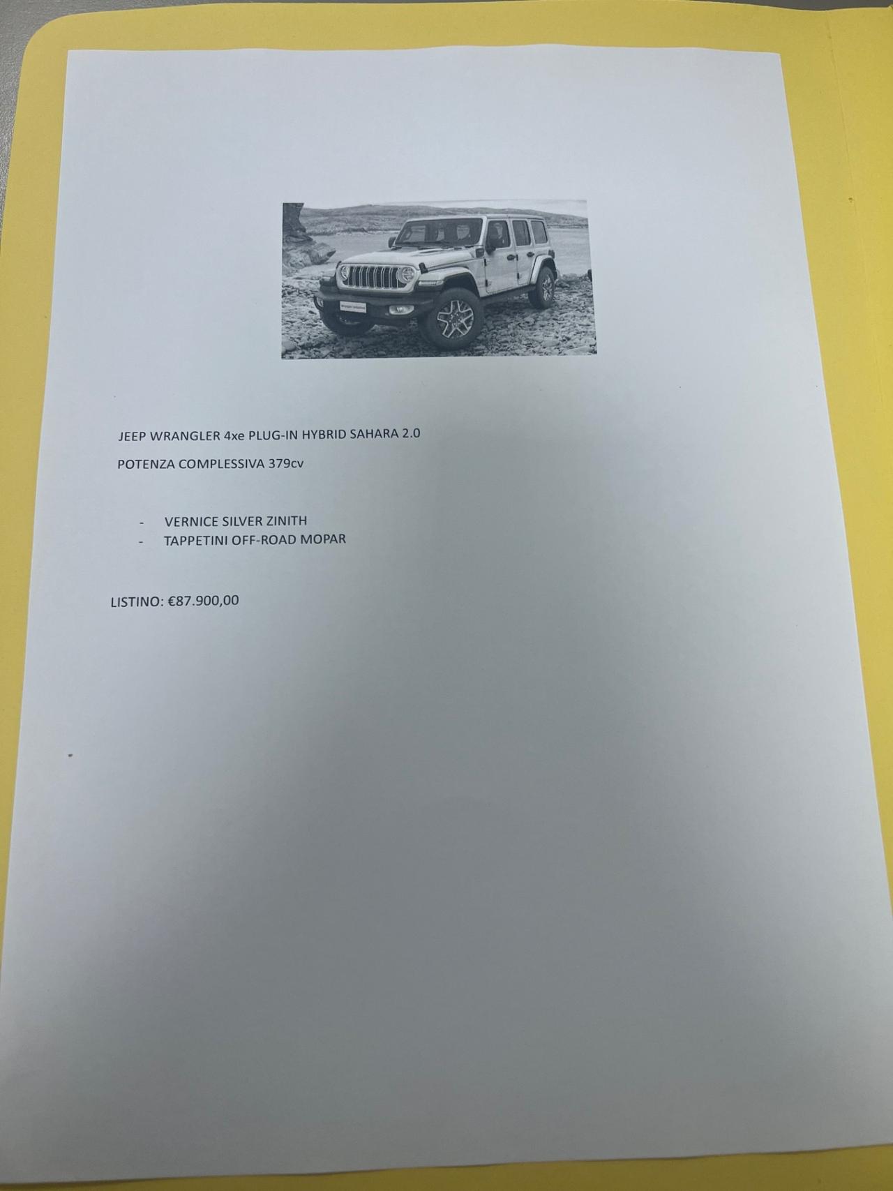 Jeep Wrangler 2.0 PHEV ATX 4xe Sahara - possibilità noleggio no scoring