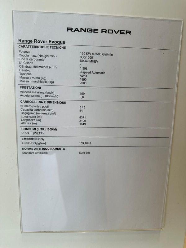 Land Rover Range Rover Evoque 2.0 D165 MHEV Dynamic SE AWD auto