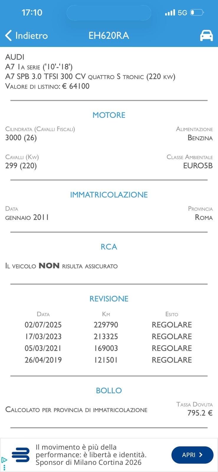 Audi A7 SPB 3.0 TFSI 300 CV kit rs7