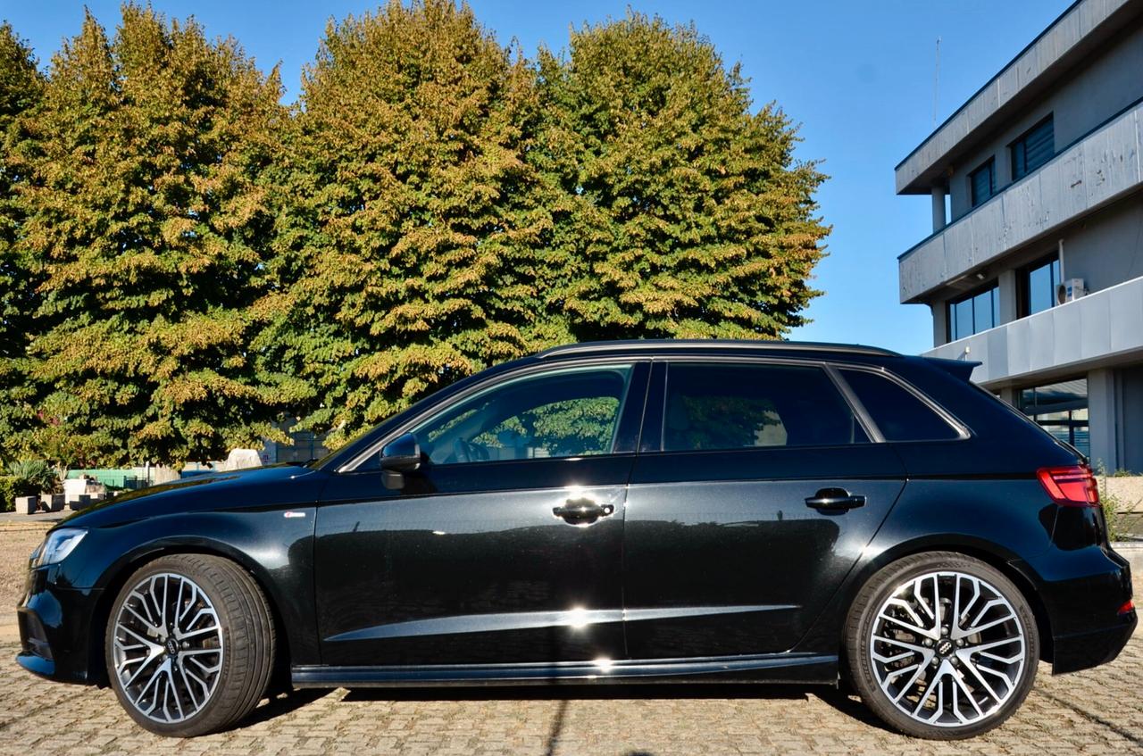 AUDI A3 SPORTBACK 40 2.0 TDI S-LINE INT+EXT QUATTRO 184cv S-TRONIC, EURO 6D, SERVICE AUDI, BANG&OLUFSEN, MATRIX, SEDILI SPORTIVI, 19", PERMUTE