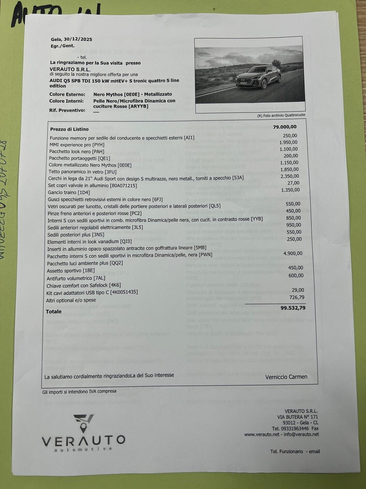 Audi Q5 2.0TDI MHEV SPB Possibilità noleggio no scoring