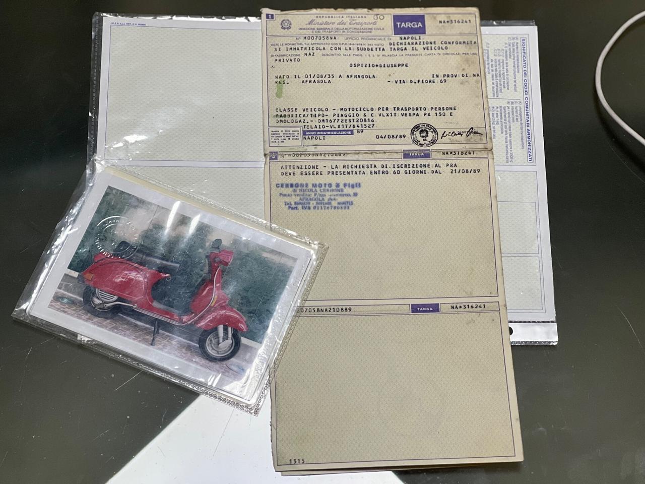 Piaggio Vespa 150 PX DOCUMENTI E TARGA ORIGINALI D’EPOCA !!