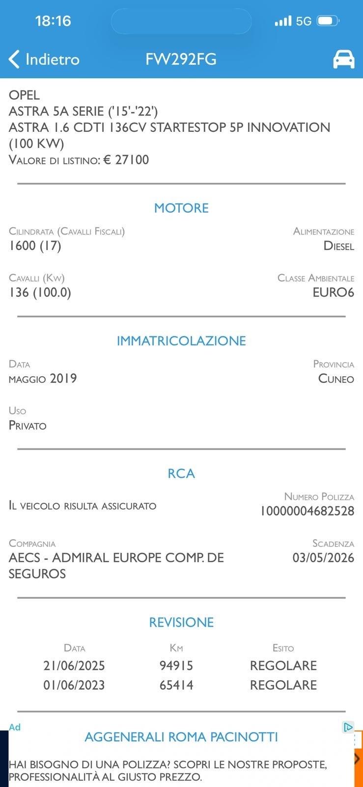 Opel Astra 1.6 CDTi 136CV Start&Stop 5 porte Innovation