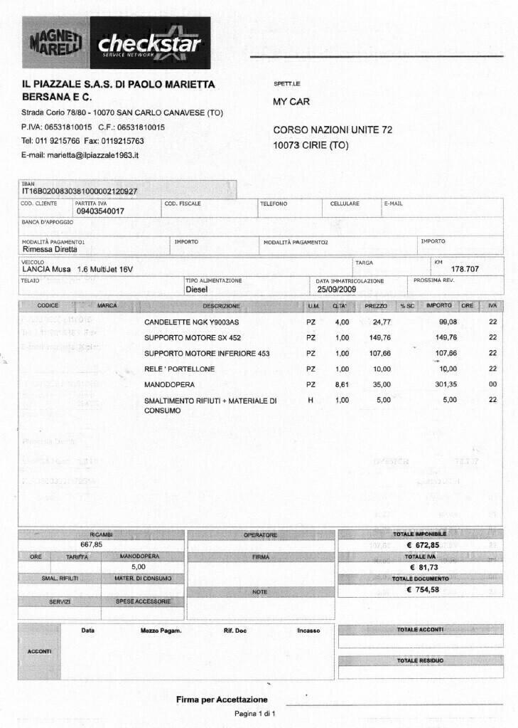 Lancia Musa 1.6Mjt euro5 PlatinoPelle TettoApribile