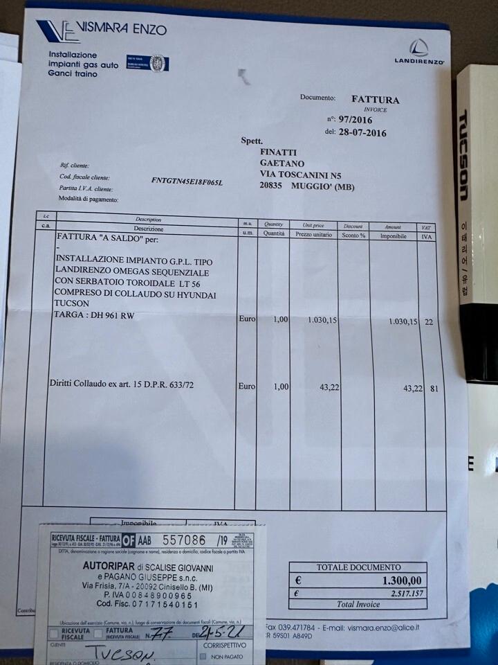 Hyundai Tucson 2.0 Benzina GPL 4wd - UnicoPro-