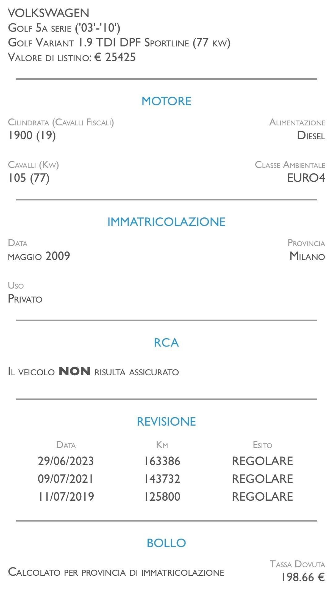 Volkswagen Golf Variant Var. 1.9 TDI DPF Sportline