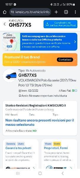 Volkswagen Polo 1.0 TSI Style Usato Garantito 8500km Neopatentati