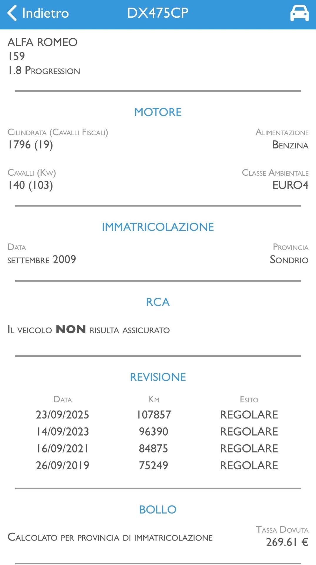 Alfa Romeo 159 1.8 Progression Garanzia 12 mesi