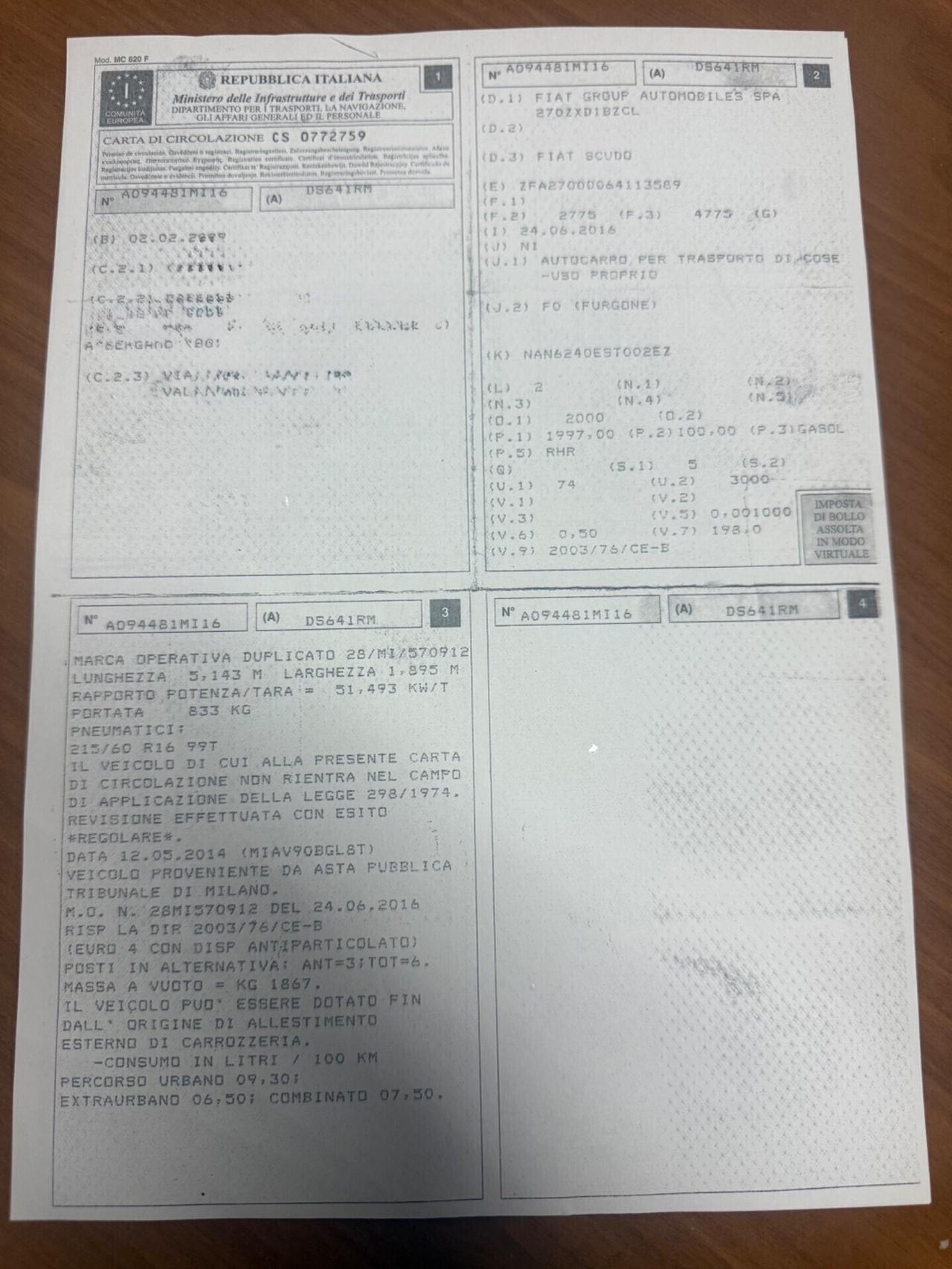 Fiat Scudo 2.0 MTJ Passo Lungo 5posti Autocarro