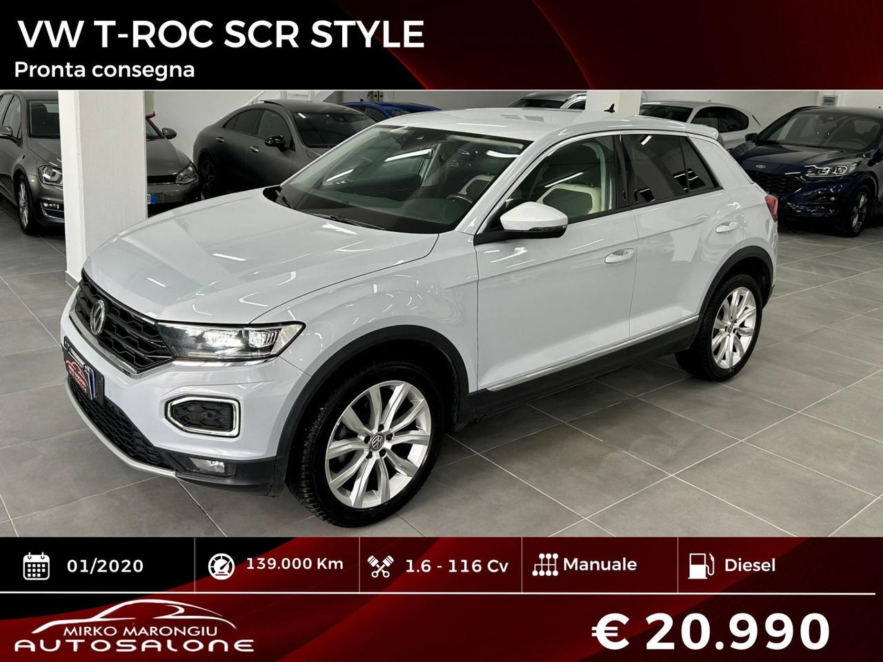 VW T-Roc 1.6 TDI SCR Style FULL finanziabile