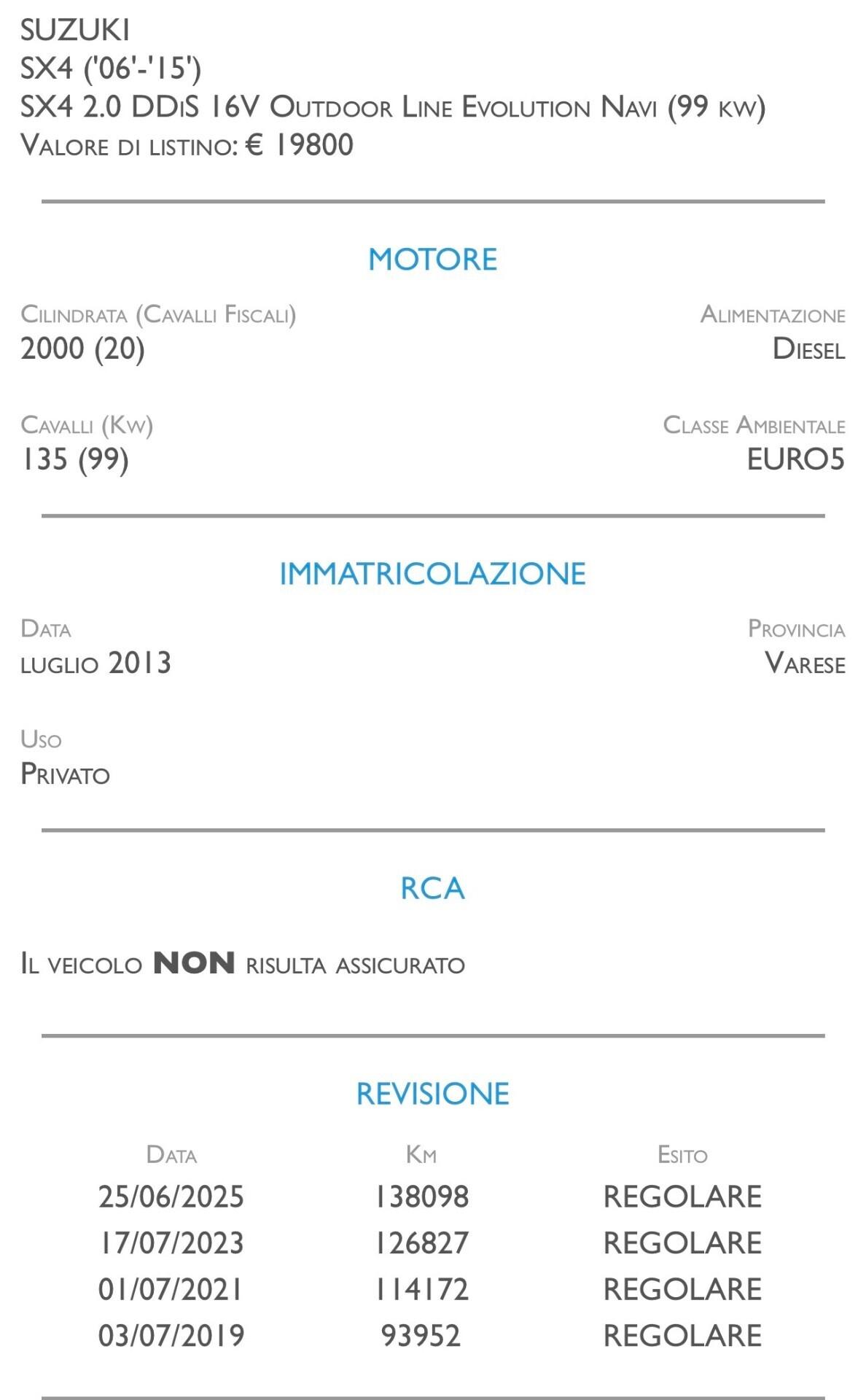 Suzuki SX4 2.0 DDiS 16V Outdoor Line Evolution Navi - UNICO PROPRIETARIO