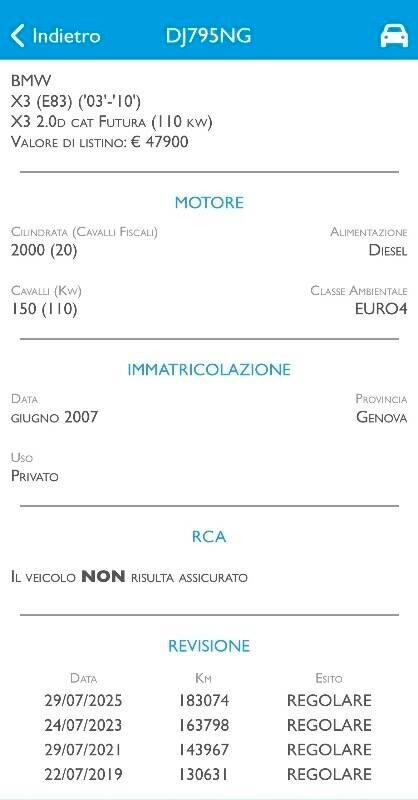 BMW X3 2.0d TETTO APRIBILE-TRAZ.INTEGRALE