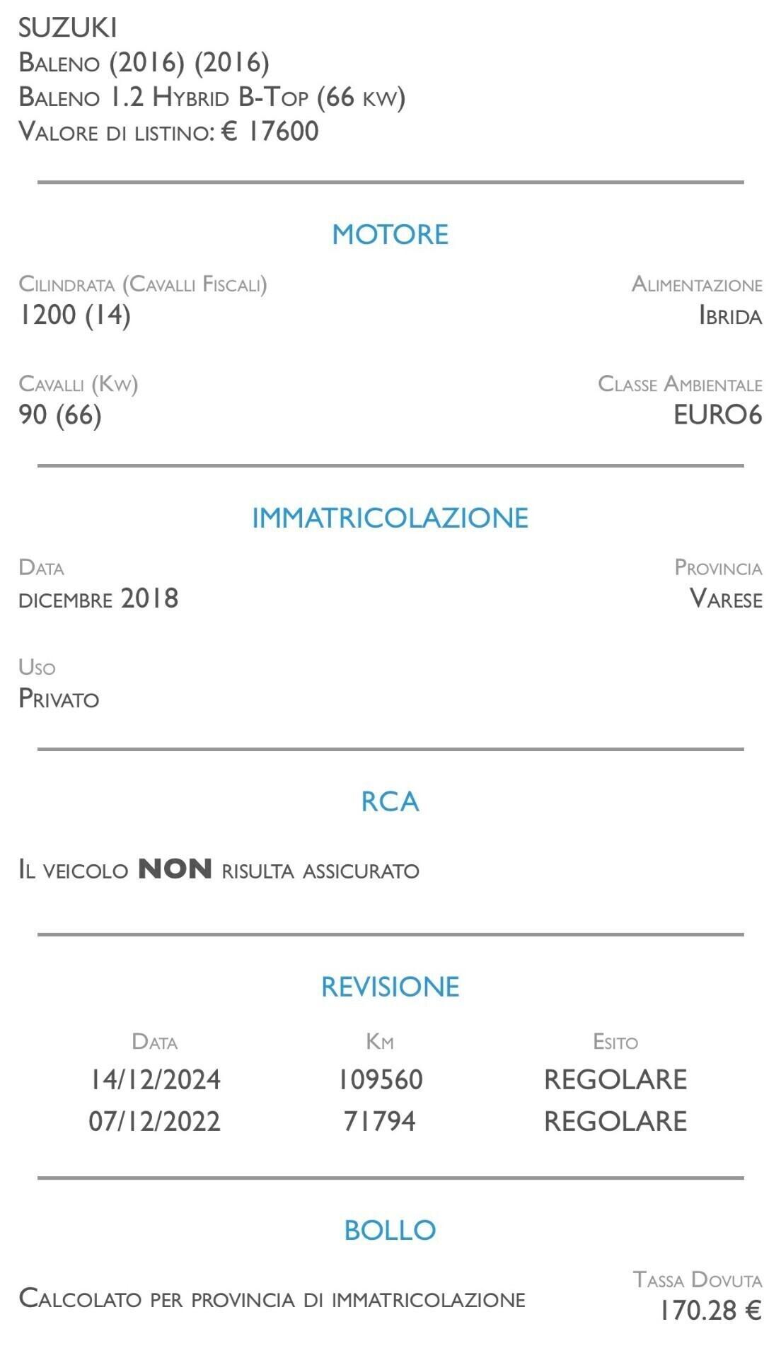 Suzuki Baleno 1.2 Hybrid B-Top - UNICO PROPRIETARIO