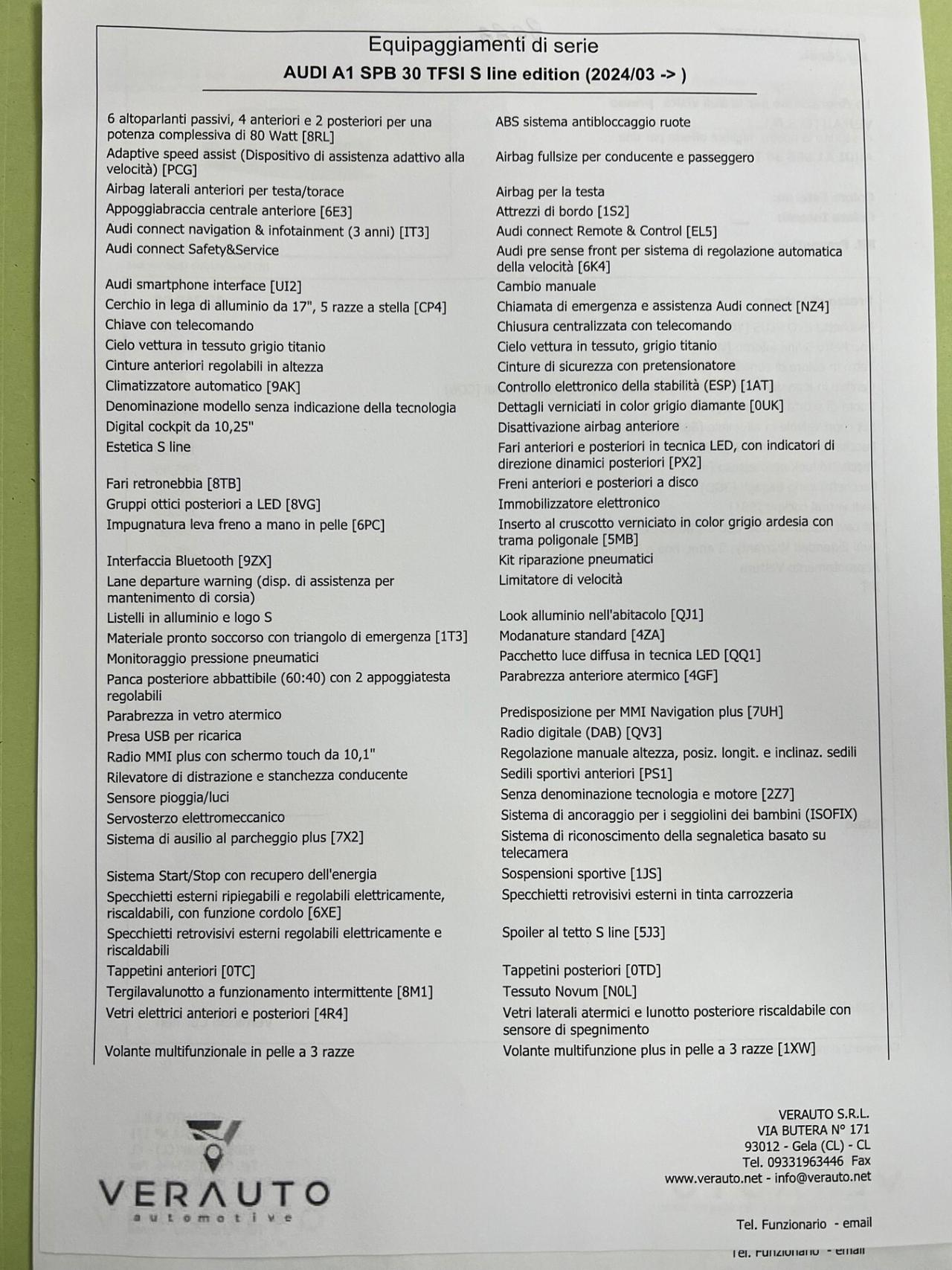 Audi A1 Spb 30 SLine possibilità noleggio no scoring