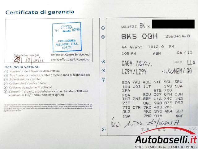 AUDI A4 AVANT 2.0TDI 143 CV AUTOMATICA MULTITRONIC