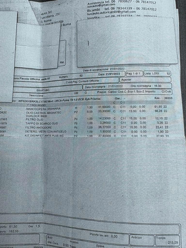 Ford Puma 1.0 IBRIDO/BENZ 125 CV Titanium