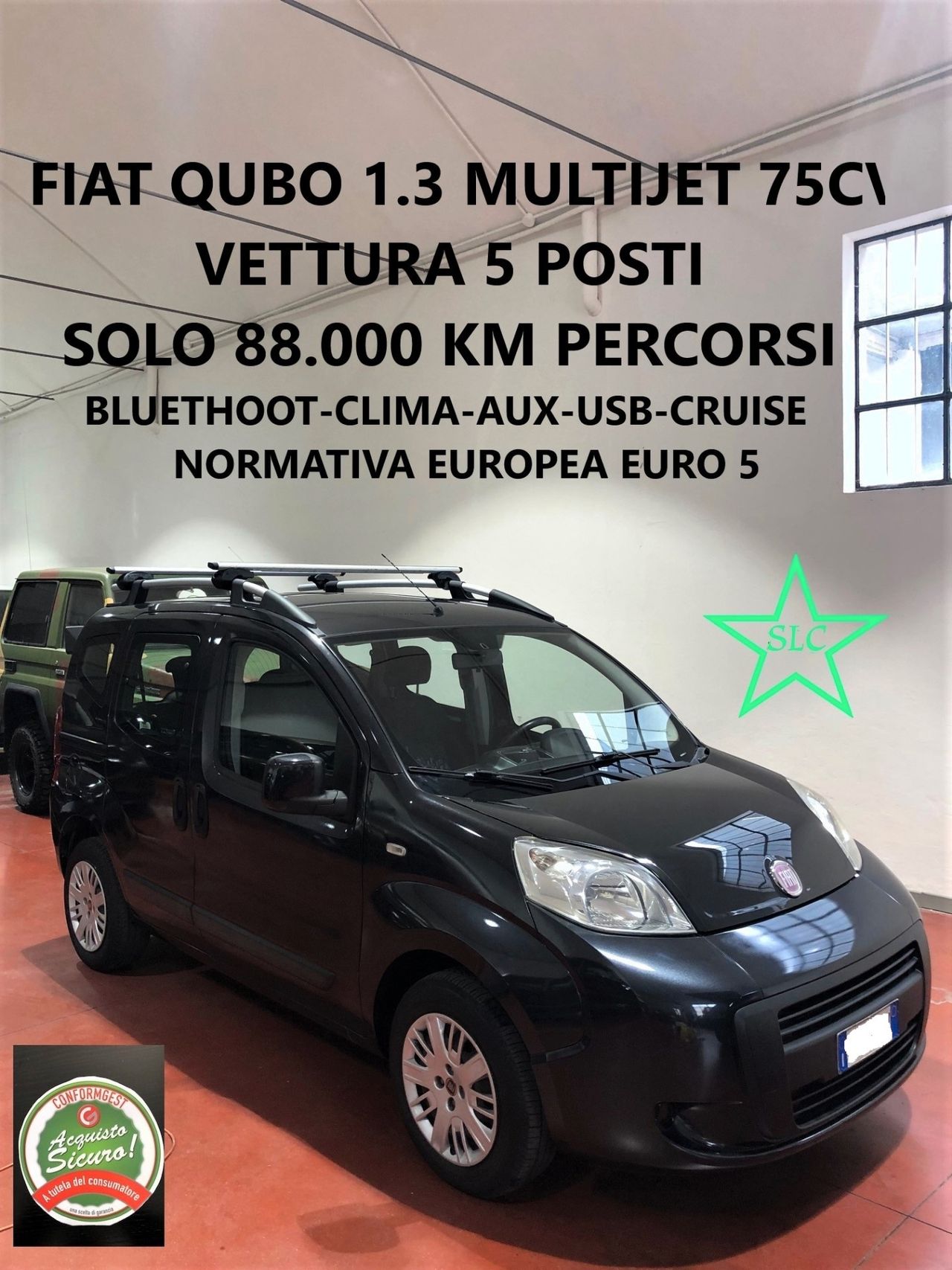 Fiat Qubo 1.3 MJT 75 CV MyLife-bluethoot-blue and me-cruise control-clima-aux-usb