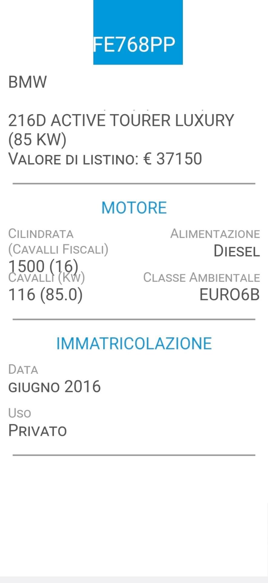 BMW 216D ACTIVE TOURER-NAVI-EURO 6B-FOTO 3 REVISIONI