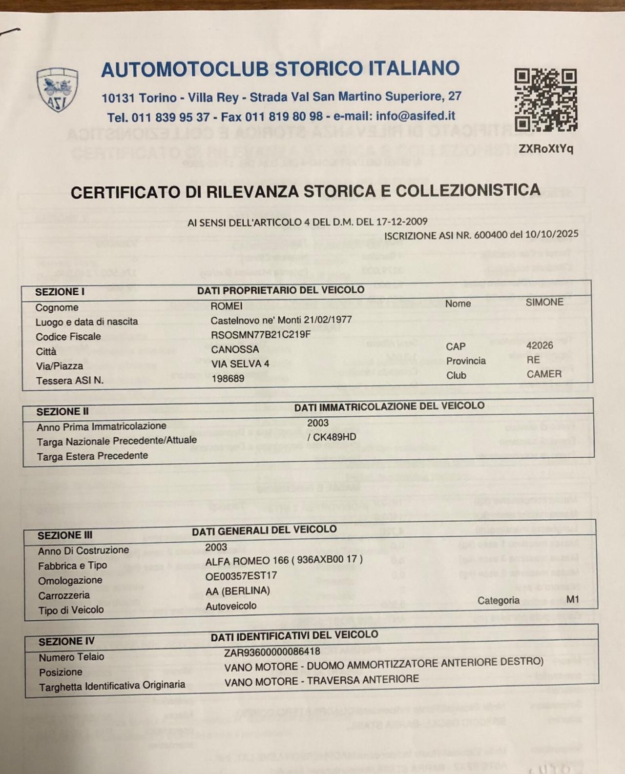 Alfa Romeo 166 3.2 V6 24V cat Distinctive
