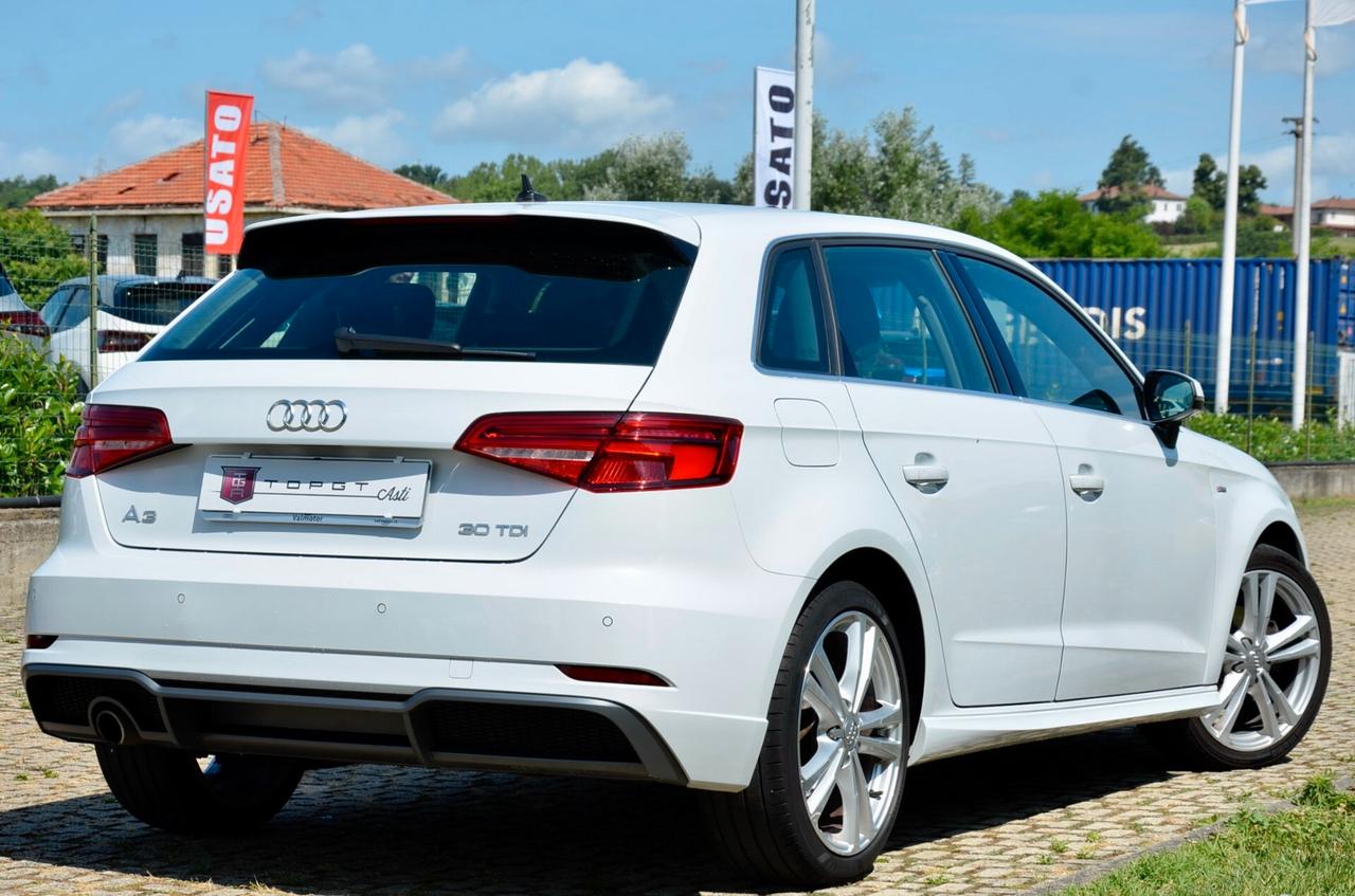 AUDI A3 SPORTBACK 30 1.6 TDI S-LINE EDITION 116cv S-TRONIC, EURO 6D, UFF ITALIANA, FULL LED, NAVI, SUBWOOFER, PERMUTE