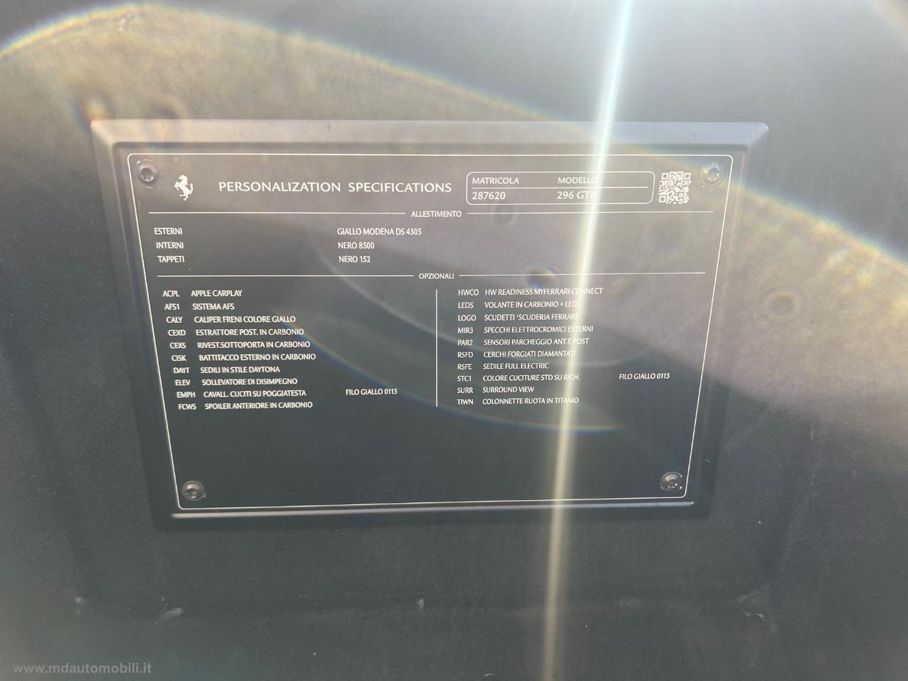 FERRARI 296 GTB CARBONIO SOLLEVATORE IVA ESPOSTA