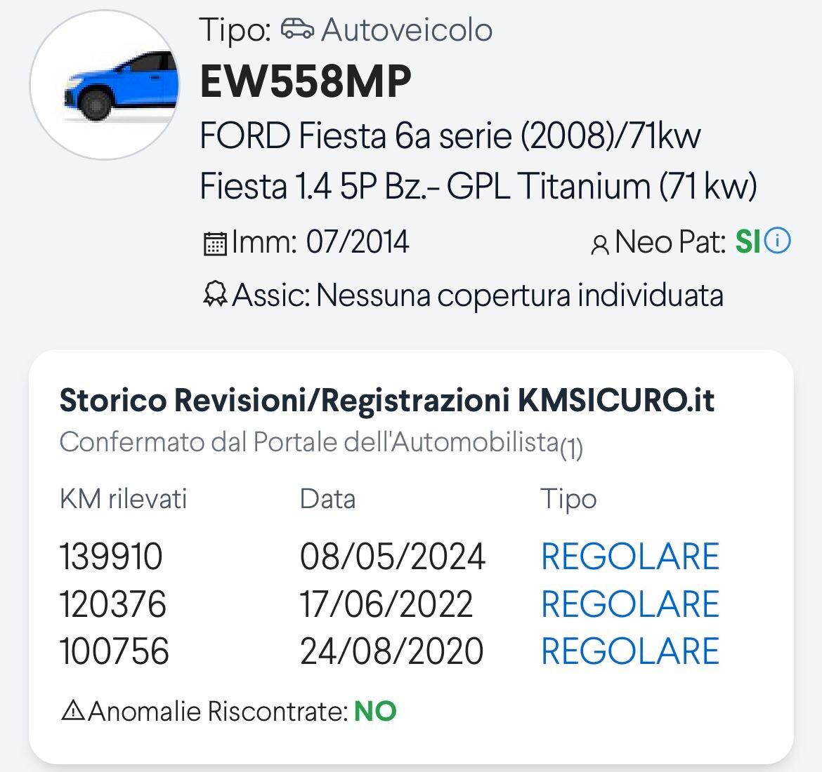 Ford Fiesta 1.4 5p. GPL perfetta garantita-14