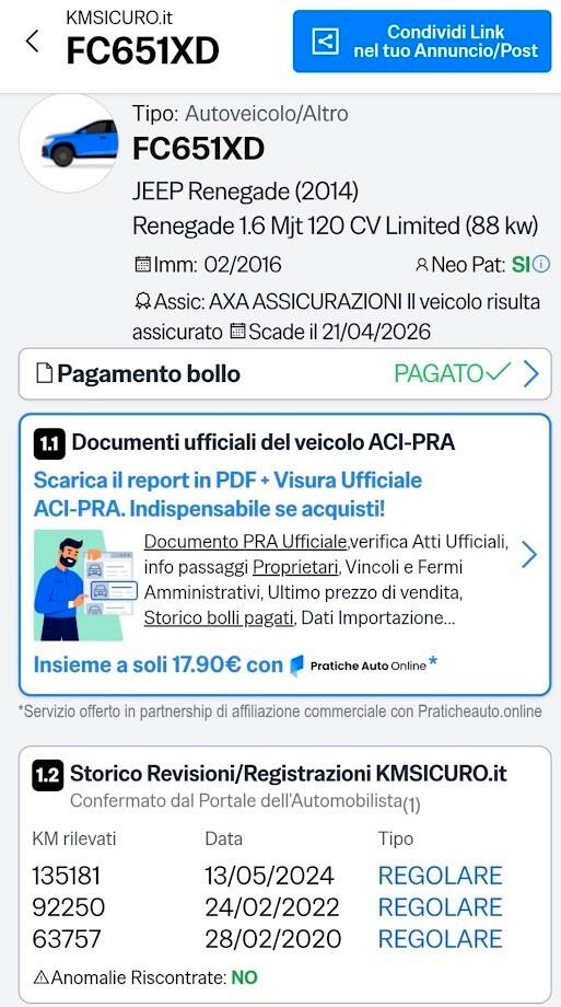 Jeep Renegade 1.6 Mjt 120 CV Limited