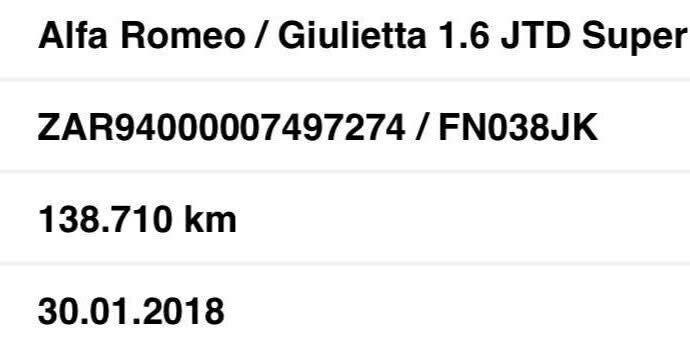 Alfa Romeo Giulietta 1.6 MJT SUPER