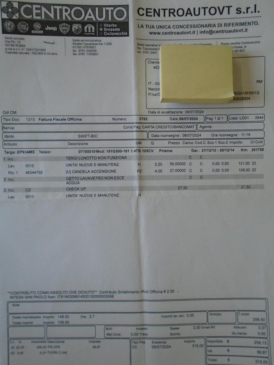 Giulietta 1.4 TB '2012 LAVORI E REVIS. CERTIFICATI